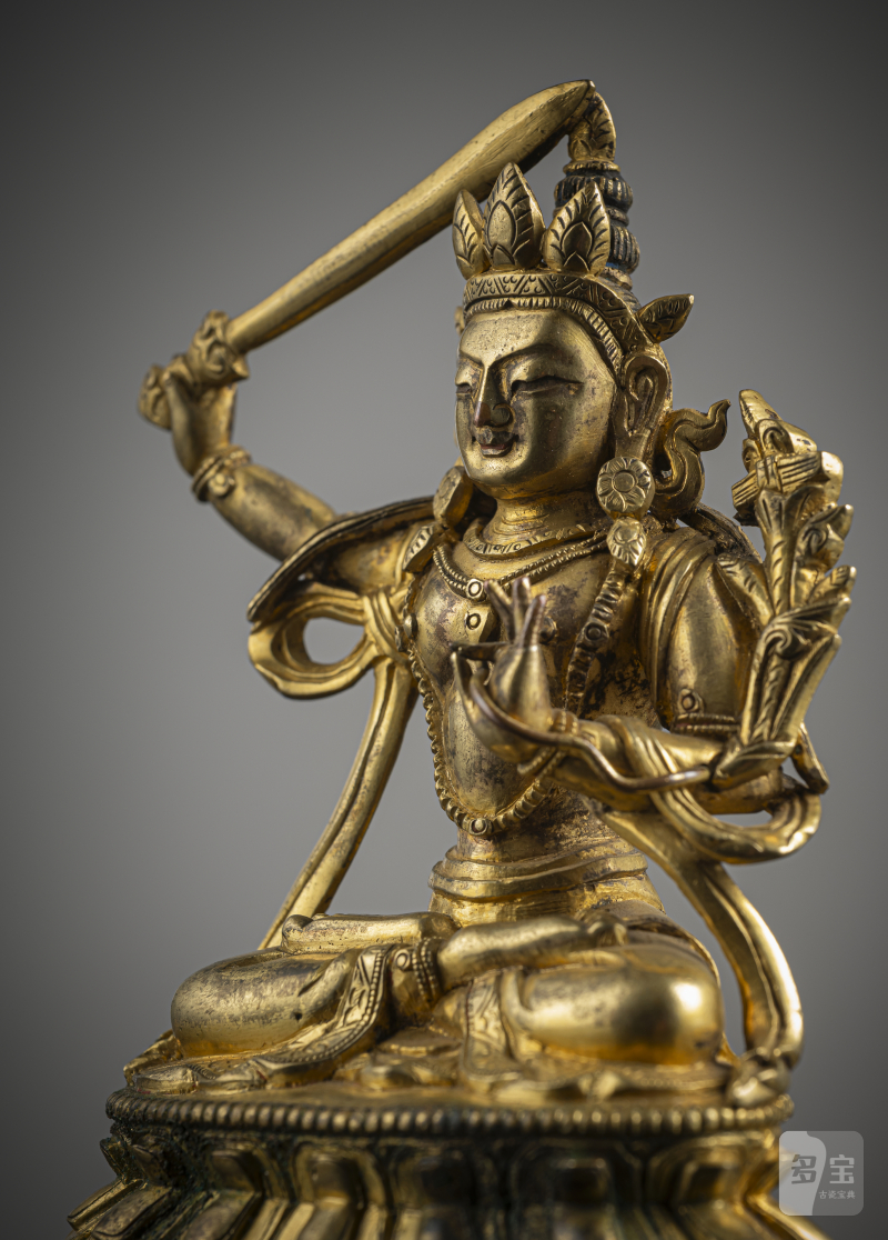 A GILT-BRONZE FIGURE OF MANJUSHRI - 图4